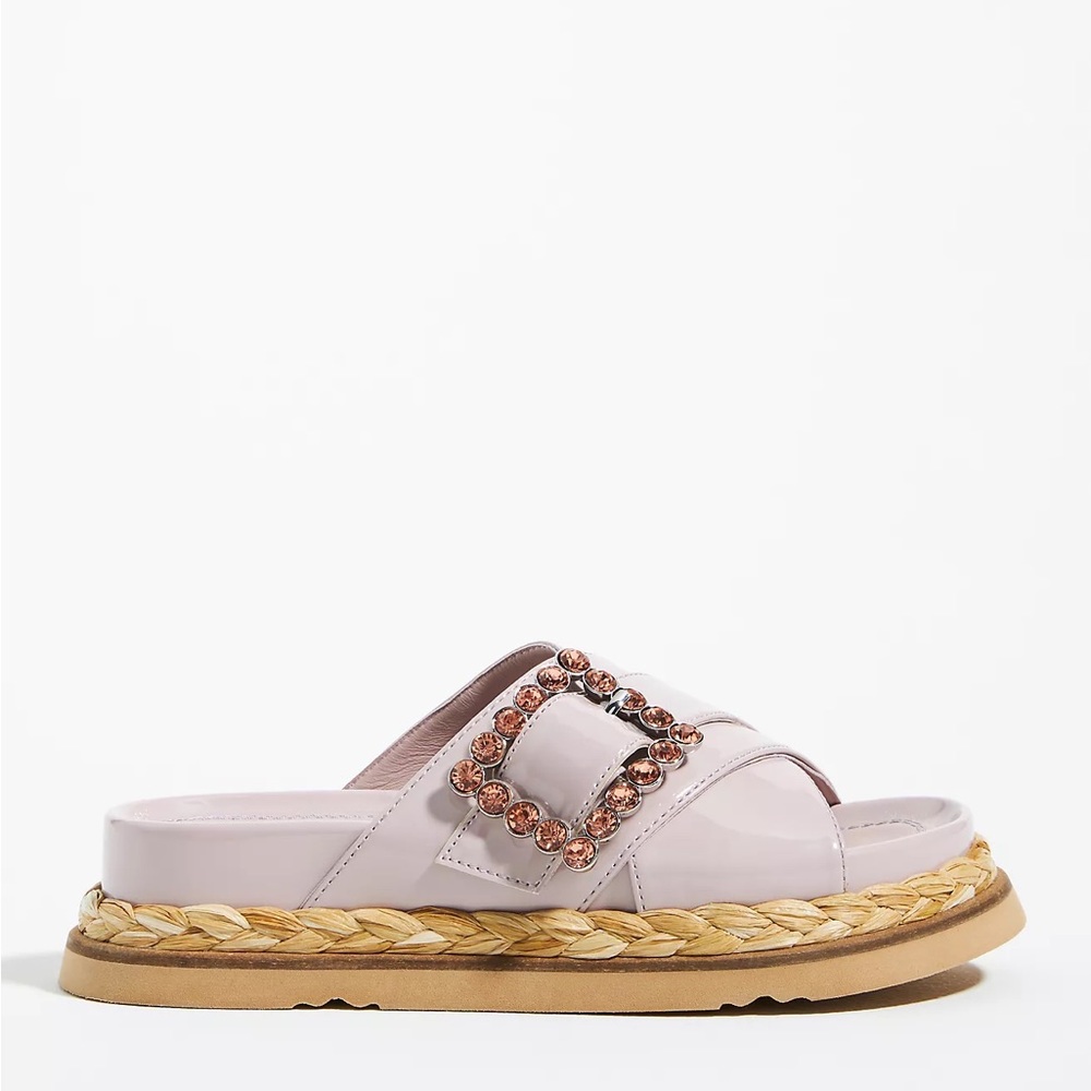 Bruno Premi Cross-Strap Jeweled Platform Sandals